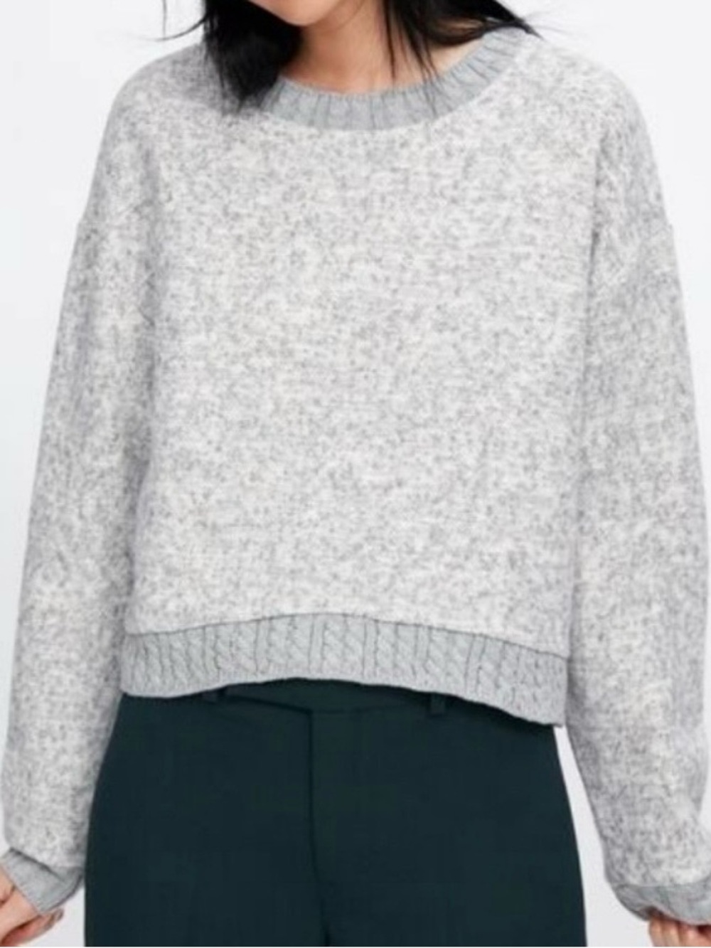 Zara Light Gray Crewneck Sweater